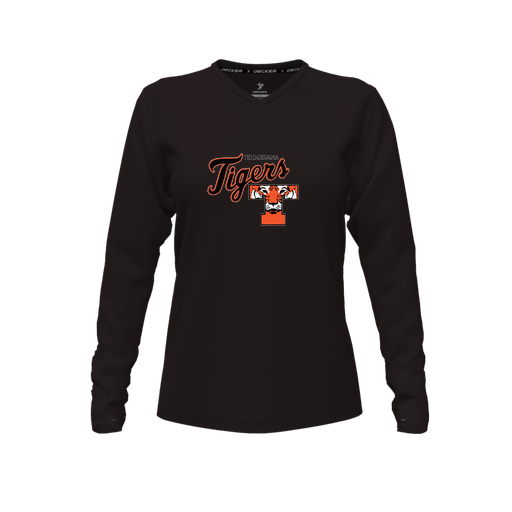 [FTLVCFBK-FYXS-LOGO2] Decker Comfort T-Shirt (Female Youth XS, Black, V Neck, Logo 2, Long Sleeve)