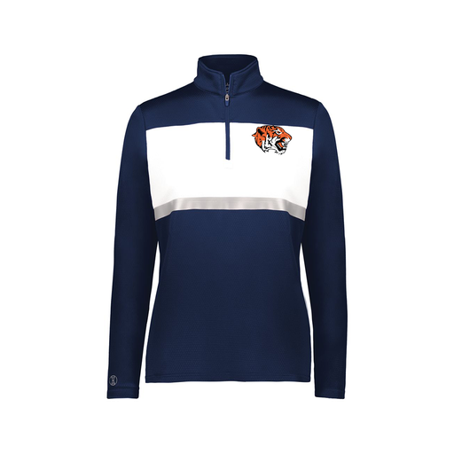 [222791.301.XS-LOGO1] Ladies Bold 1/4 Zip Pullover (Female Adult XS, Navy, Logo 1)