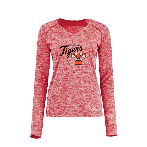 [222770.T20.XS-LOGO2] Ladies Electric Long Sleeve Shirt (Female Adult XS, Red, Logo 2)