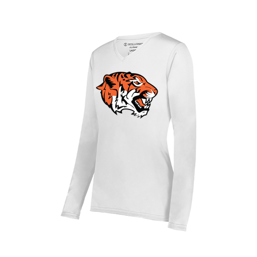 [222824.005.S-LOGO1] Ladies LS Smooth Sport Shirt (Female Adult S, White, Logo 1)