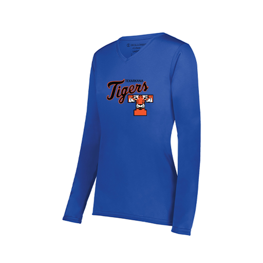 [222824.060.S-LOGO2] Ladies LS Smooth Sport Shirt (Female Adult S, Royal, Logo 2)