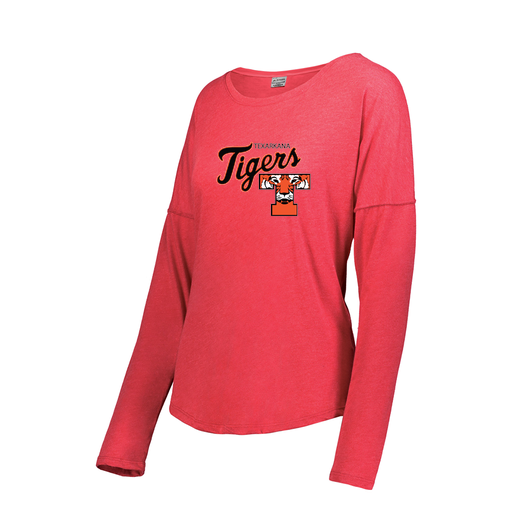 [3077.V96.S-LOGO2] Ladies LS Ultra-blend T-Shirt (Female Adult S, Red, Logo 2)