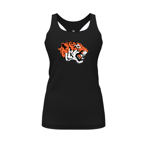 [CUS-DFW-RCBK-PER-BLK-FYS-LOGO1] Racerback Tank Top (Female Youth S, Black, Logo 1)