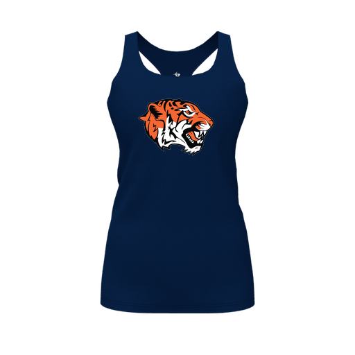 [CUS-DFW-RCBK-PER-NVY-FYS-LOGO1] Racerback Tank Top (Female Youth S, Navy, Logo 1)