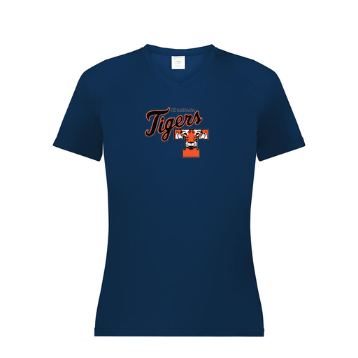 [2792.065.XS-LOGO2] Ladies Smooth Sport V-Neck T-Shirt (Female Adult XS, Navy, Logo 2)