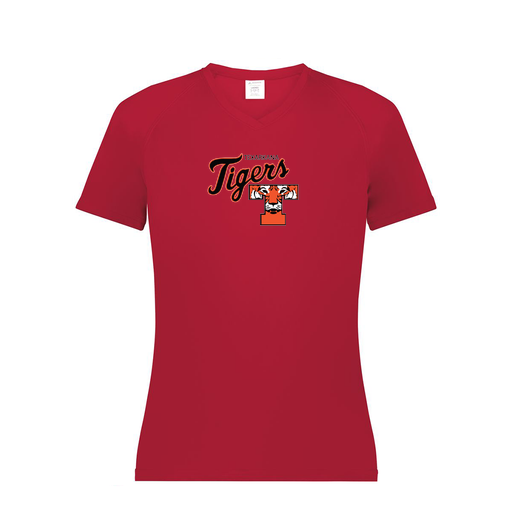 [2792.083.XS-LOGO2] Ladies Smooth Sport V-Neck T-Shirt (Female Adult XS, Red, Logo 2)