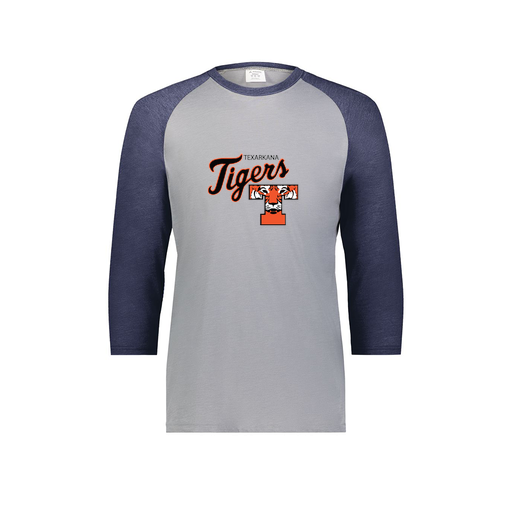 [6879.29V.S-LOGO2] Men's Vintage 3/4 Sleeve T-Shirt (Adult S, Navy, Logo 2)