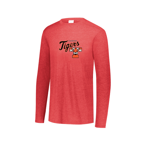 [3075.V96.XS-LOGO2] Decker Men's Tri-Blend T-Shirt - Long Sleeve (Adult XS, Red, Logo 2)