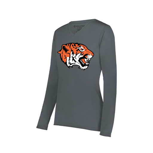 [222824.059.S-LOGO1] Ladies LS Smooth Sport Shirt (Female Adult S, Gray, Logo 1)