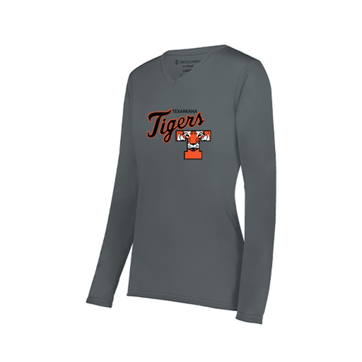 [222824.059.S-LOGO2] Ladies LS Smooth Sport Shirt (Female Adult S, Gray, Logo 2)