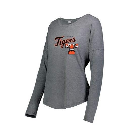 [FTLCUBGY-FAXS-LOGO2] Decker Women's Tri-Blend T-Shirt - Long Sleeve (Female Adult XS, Gray, Logo 2)